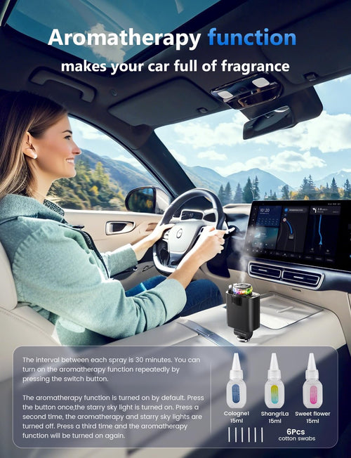Chargeur 3-en-1 pour voiture – Double câble & Diffuseur de parfum